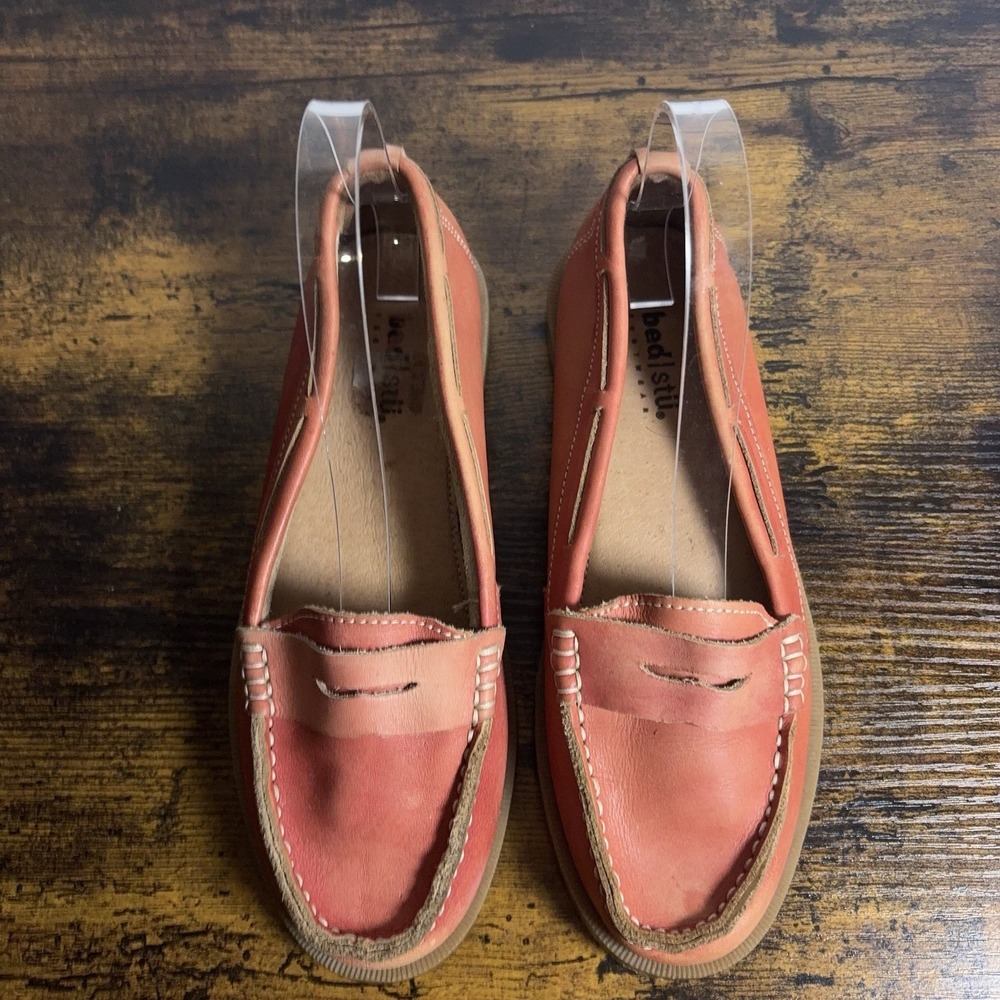Bed Stu Penny Loafers Womens Sz 7 Coral Pink Leather Distressed Classic - Picture 5 of 13